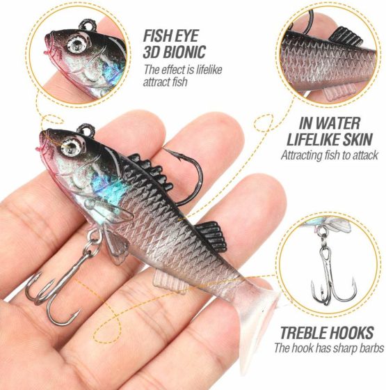 DONQL Soft Fishing Lures Kit, Fishing Lures Baits Tackle Set for Freshwater Trout Bass Salmon-Include Vivid Spinner Baits, Artificial Silicone Bass Baits With Box - Image 2
