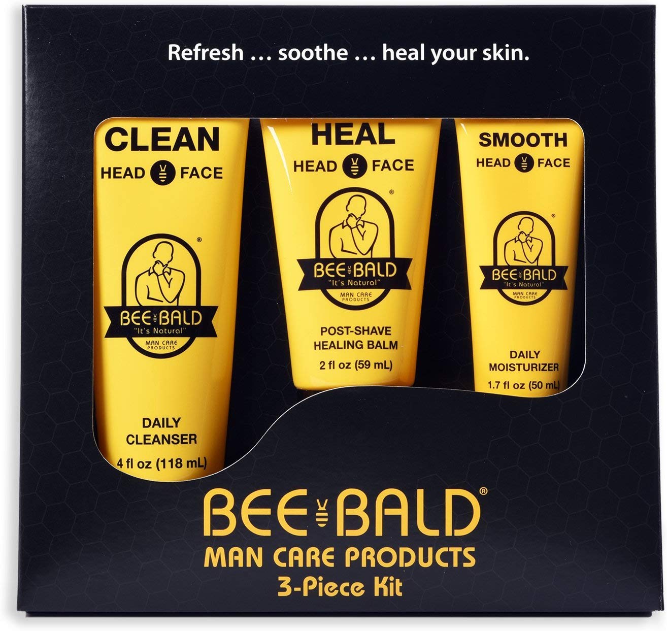 Bee Bald 3 Piece Daily Skin Care Regimen Kit, 7 fl. oz