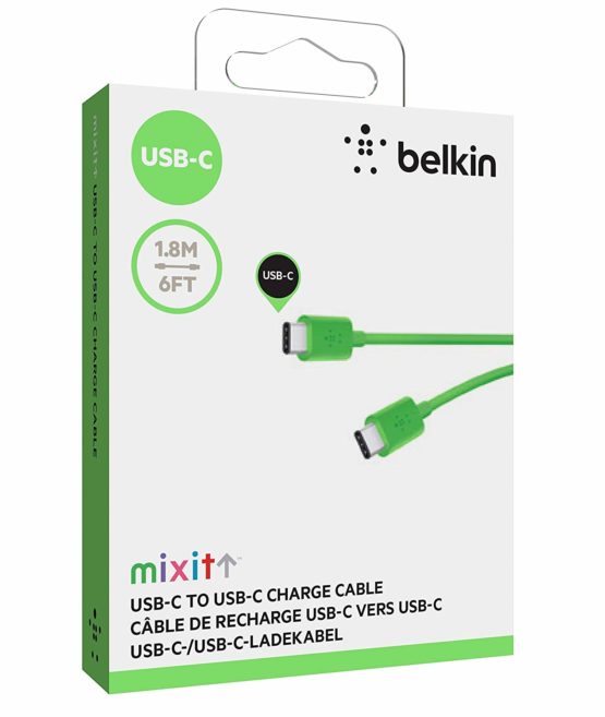Belkin USB-C to USB-C Cable, 1.8 m (USB-IF Certified, 480 Mbps, Compatible with MacBook Pro, Google Pixel, Huawei P9, Nexus 5x, Nexus 6P, OnePlus 2, Nintendo Switch and More USB-C Devices) - Green - Image 2