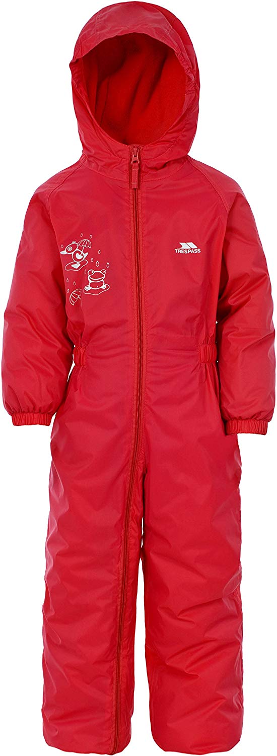 Trespass Babies Rain Suit Hooded All in One Breathable Dripdrop, Signal Red, 6-12