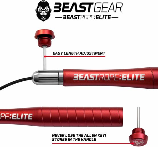 Beast Gear Skipping Rope – Steel Speed Jump Ropes for Adult Fitness – Lightweight, Adjustable Workout Equipment for Beginners & Pros - for Jumping, Boxing, Exercise & HIIT w/ Bonus Screws & Caps - Image 3