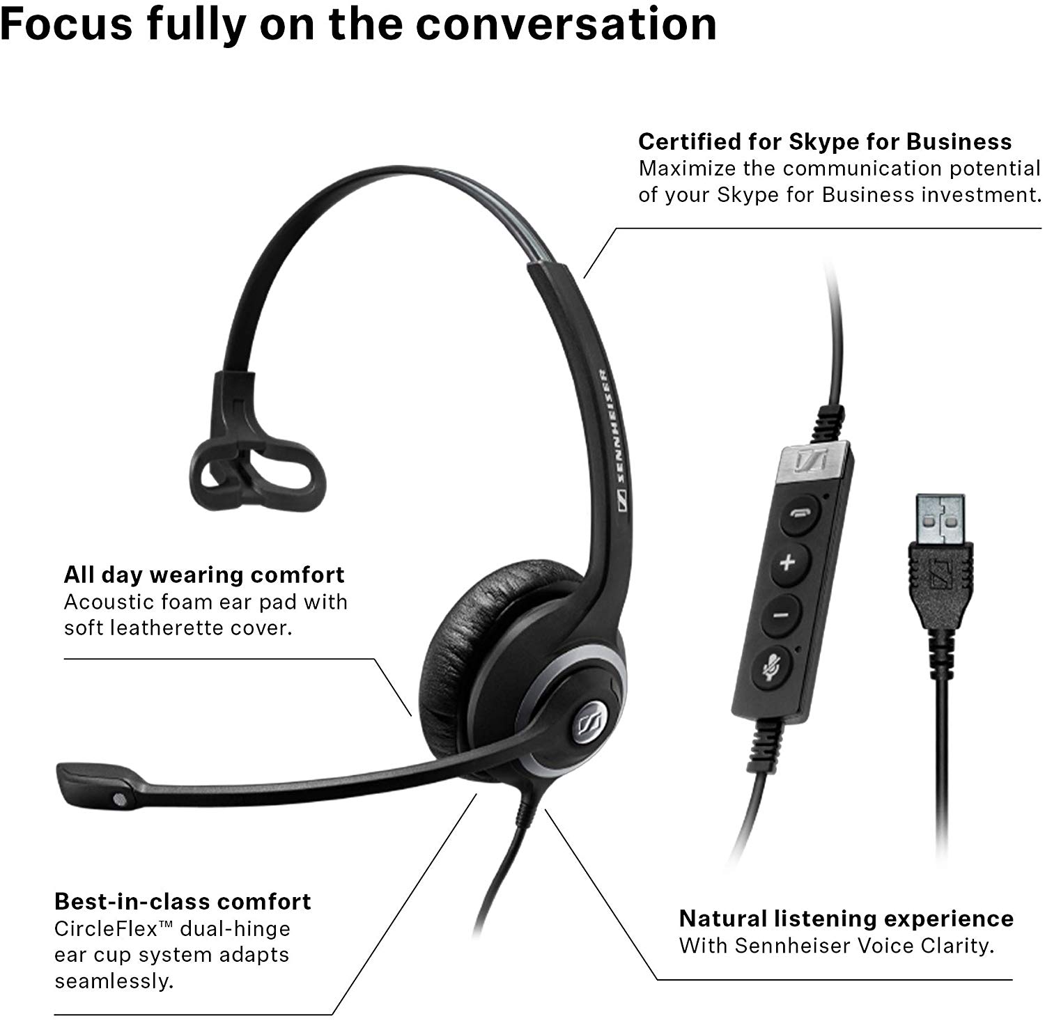 Sennheiser SC 230 USB MS II, negro/plateado, Monaural - Image 2