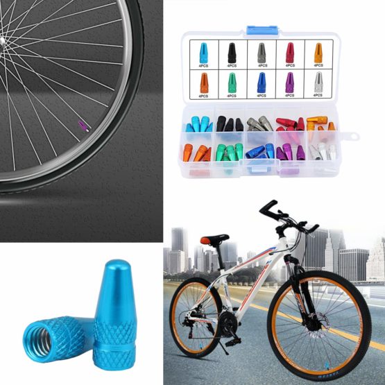 TsunNee French Tyre Caps, Bicycle Tire Valve Caps, Cycling Valve Covers, Aluminum Alloy Bike Dust Caps, 10 color, 40 Pieces - Image 2