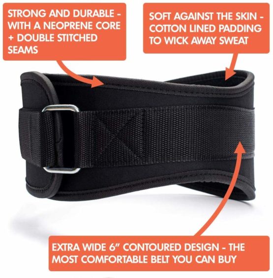 Elite Body Squad Weight Lifting Belt Pro Quality Neoprene Back Support Belt With Speed Grip Strip Closure And Stainless Steel Hook And Loop Design - 6” Wide Soft Feel Padding Guarantee + FREE EBOOK - Image 4