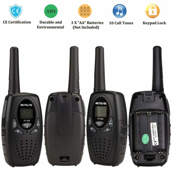 Retevis RT628 Walkie Talkies for Kids, Easy Use Long Range Rechargable Walky Talky for 3-12 Years Old Kids, Toy Gift for Hiking Camping Garden Outdoor Activities (1 Pair, Black) - Image 3