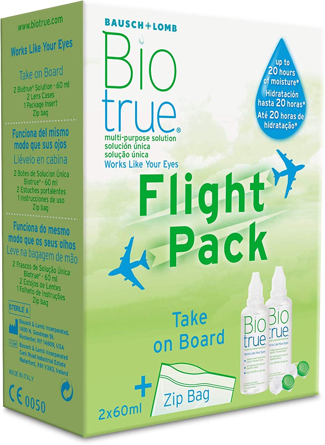 Biotrue MultiPurpose Contact Lens Solution, Flight Pack 2 x 60 ml 2