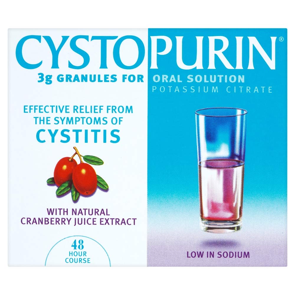 Cystopurin Cystitis Relief, Cranberry Flavour and Low in Sodium, 6 Sachets, Red, 6 x 3g