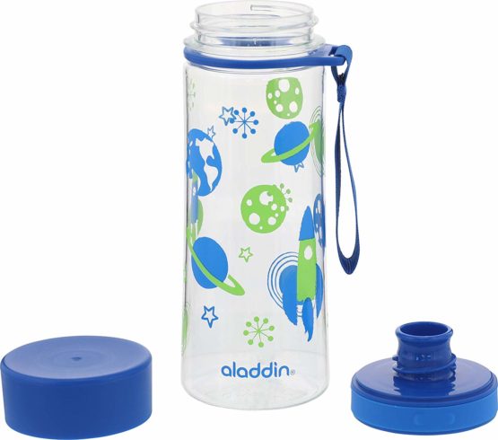 Aladdin My First Aveo Water Bottle for Kids 0.35L Space Blue Print – Leakproof - Wide opening for easy fill - BPA-Free - Smooth Drinking Spout - Stain and Smell Resistant - Dishwasher Safe - Image 4
