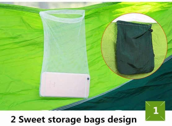 Outdoor Camping Hammocks with Mosquito Net Portable Hammock Parachute Tent for Two Persons 260 * 140cm-102 * 55in Loading weight 200kg - Image 3