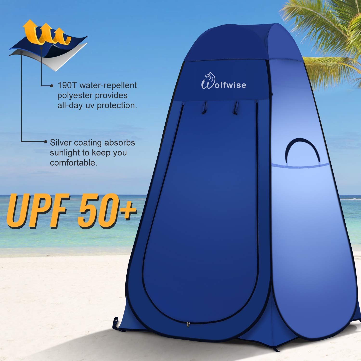 Wolfwise Pop Up Shower Tent with Floor, Portable Instant Changing Tent with Ventilation Window - Image 2
