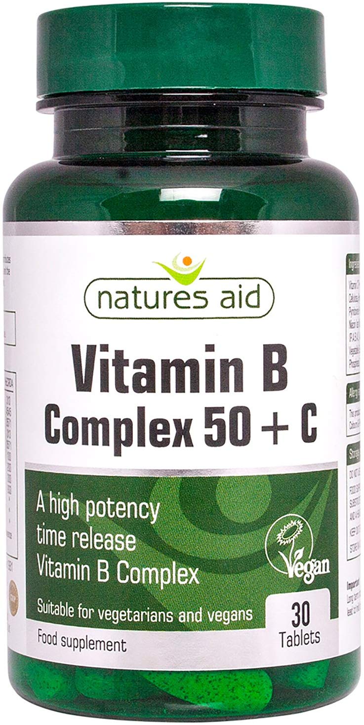 Natures Aid Vitamin B Complex 50 + C, High Strength B Vitamins with Vitamin C, Supports Energy, Nervous System & Immunity