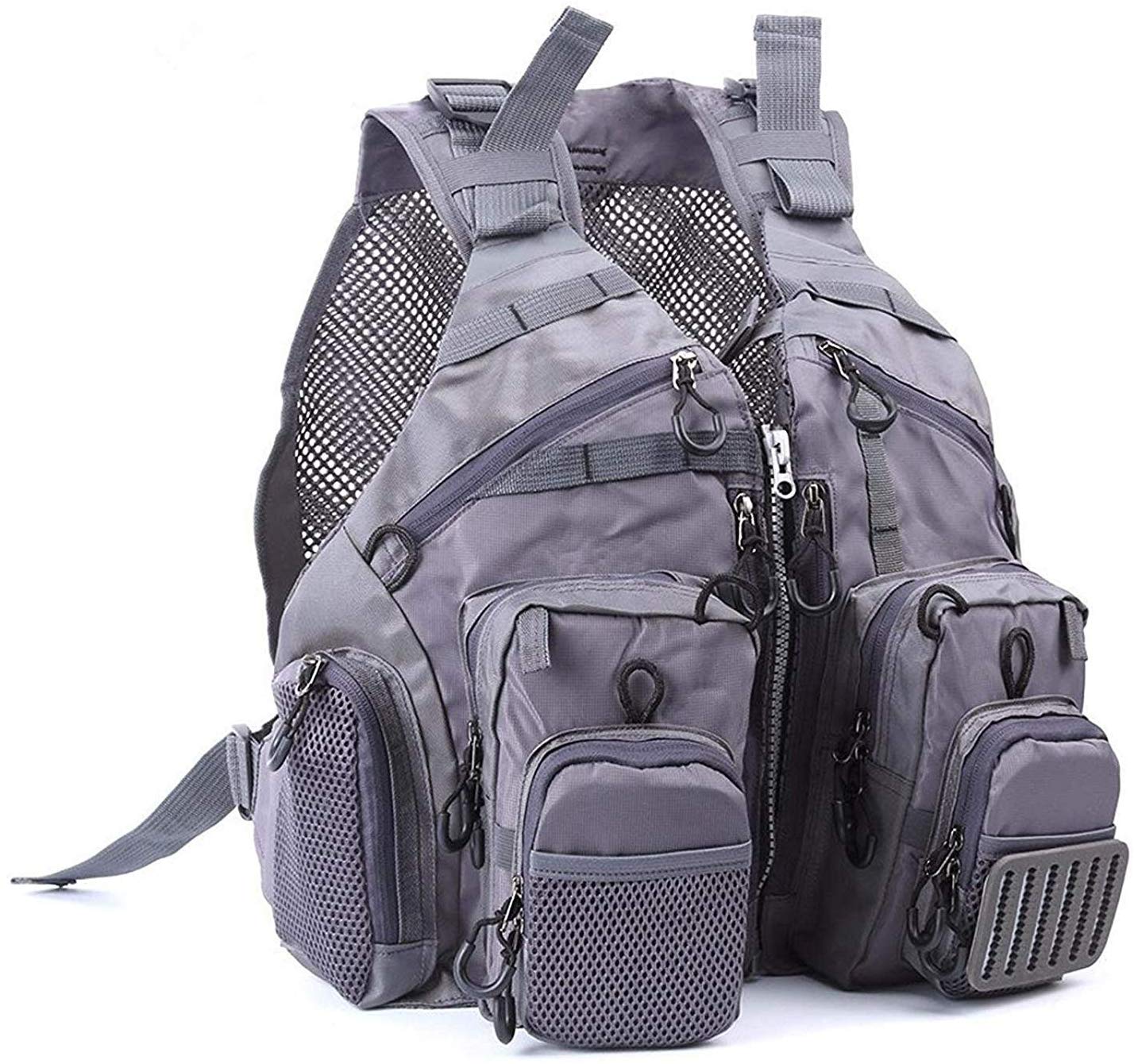 MAXIMUMCATCH Fly Fishing Vest Adjustable Size with Breathable Mesh (G-Mesh Fishing Vest), grey, 1