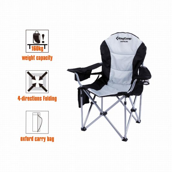 KingCamp Folding Chair Lumbar Back Support Light Weight Portable Deluxe Padded Oversize with Cooler and Armrest for Camping, Carry Bag Included - Image 4