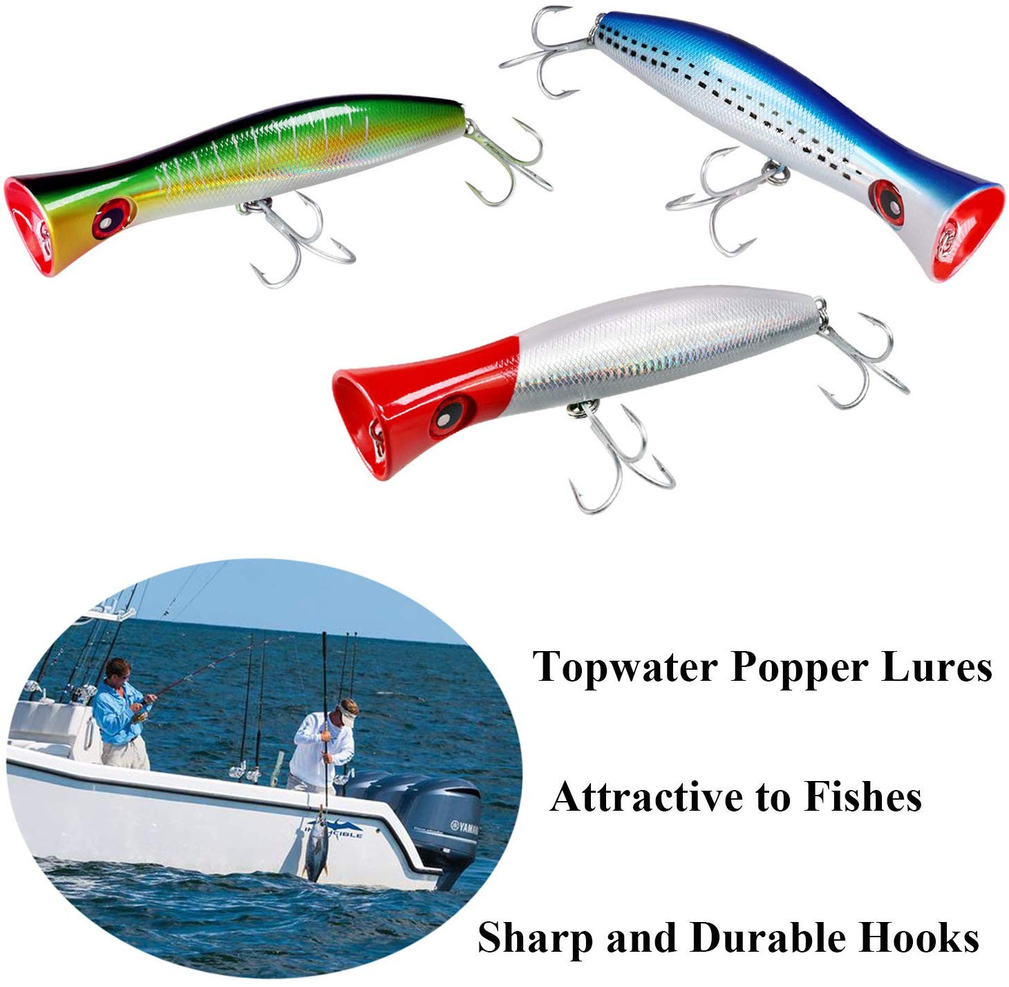 THKFISH Topwater Fishing Lures GT Popper Fishing Lure Saltwater Fishing Lures Tuna Popper Lures BlueLaser 1pc - Image 2