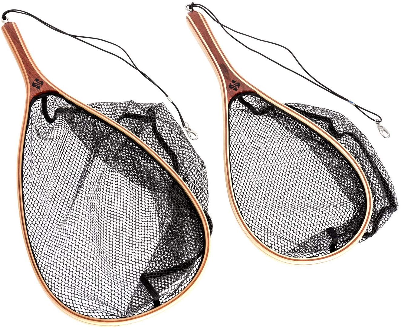 Snowbee Luxury Hand Crafted Wooden Landing Net for Trout and Game Fishing - Tan, Large