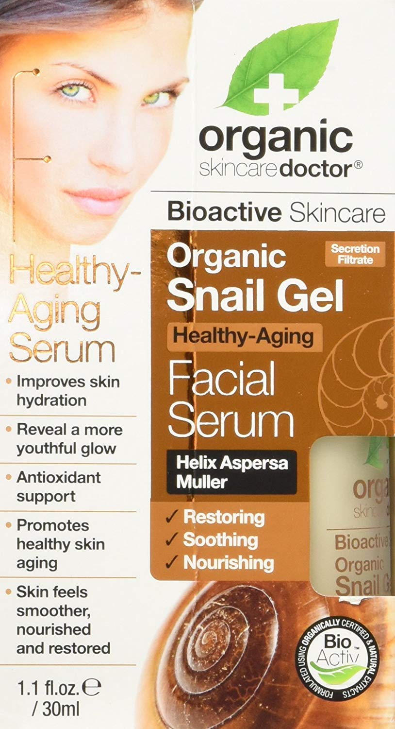 Dr Organic Snail Gel Facial Serum, Healthy-Aging, Moisturising, Mens, Womens, Natural, Vegetarian, Cruelty-Free