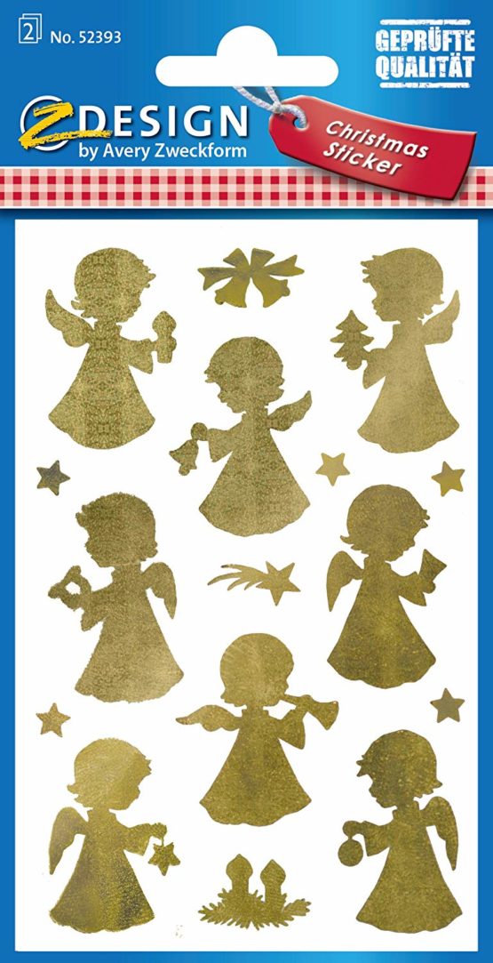 Avery Zweckform 52771 Christmas Stickers, Pack of 36 Special Material Engel Gold - Image 2