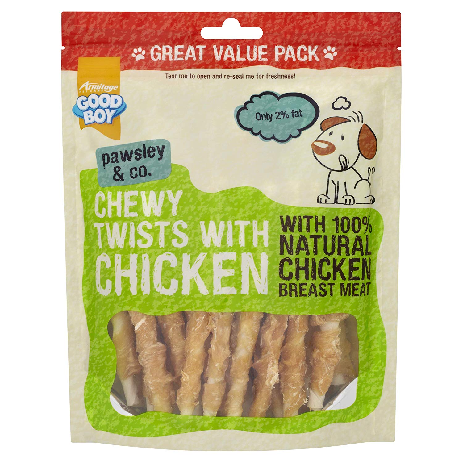 Good Boy Chicken Chewy Twists Dog Treats, 320g, Brown, 320 g (Pack of 1)