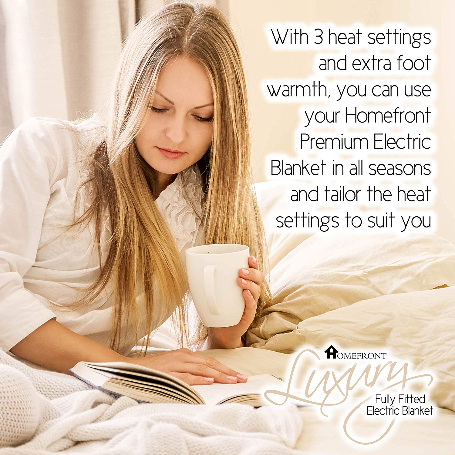 Homefront Electric Blanket Double Size 193 x 137 x 40 CM, Premium Fitted Heated Mattress Cover, Underblanket - Image 3