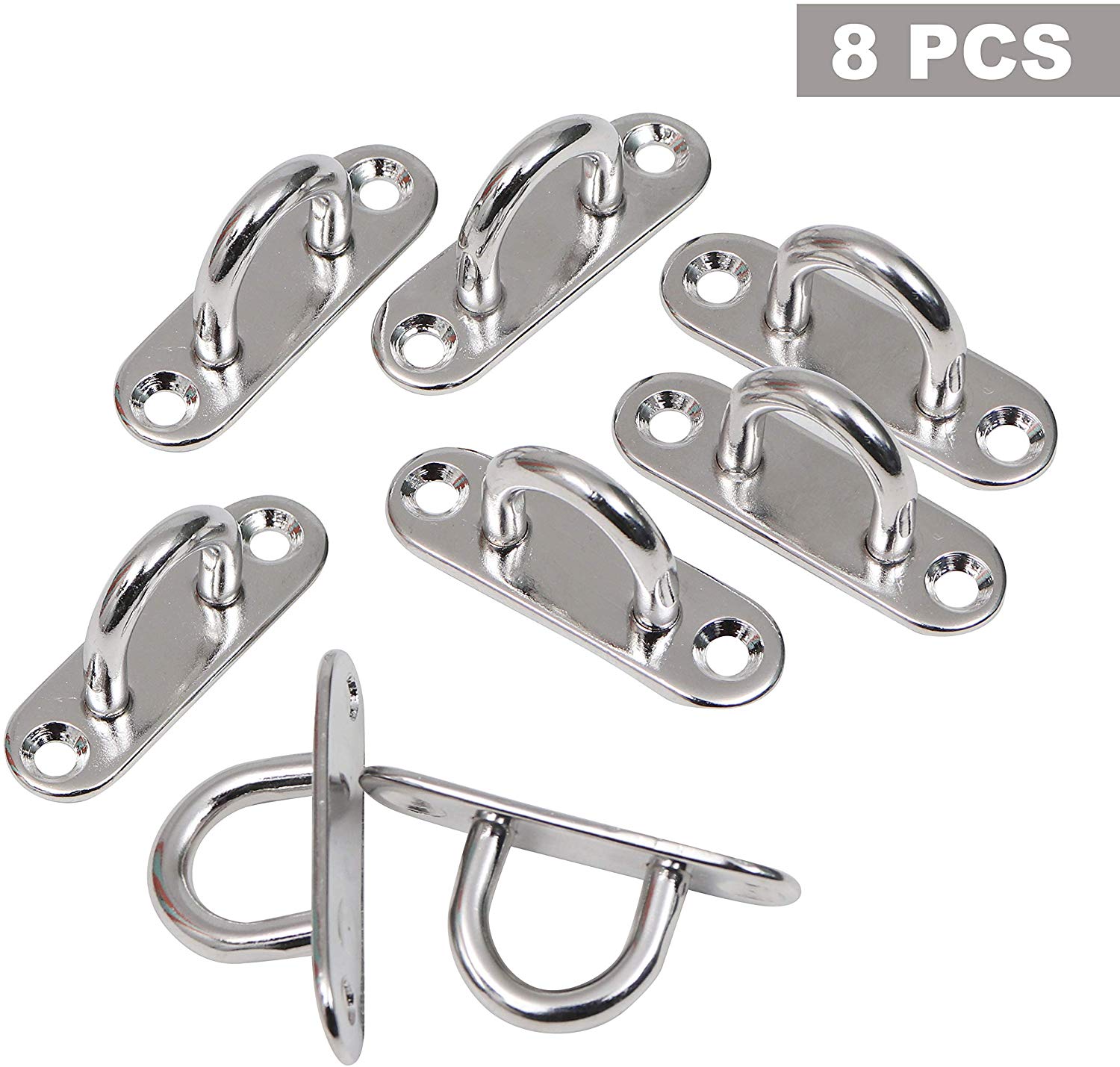 BELLE VOUS M5 Stainless Steel Pad Eye Plate Hooks (8 Pack)