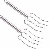 MasterClass Stainless Steel Meat Lifting Forks (Set of 2), Silver