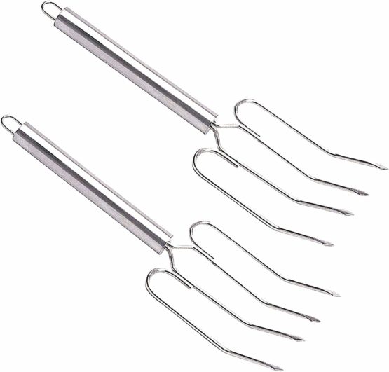 MasterClass Stainless Steel Meat Lifting Forks (Set of 2), Silver