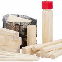 Relaxdays Unisex-Youth Kubb Viking, Nordic Tossing, Outdoor, Red King, Big, Garden Game with Bag,Natural Wood, Brown, One Size