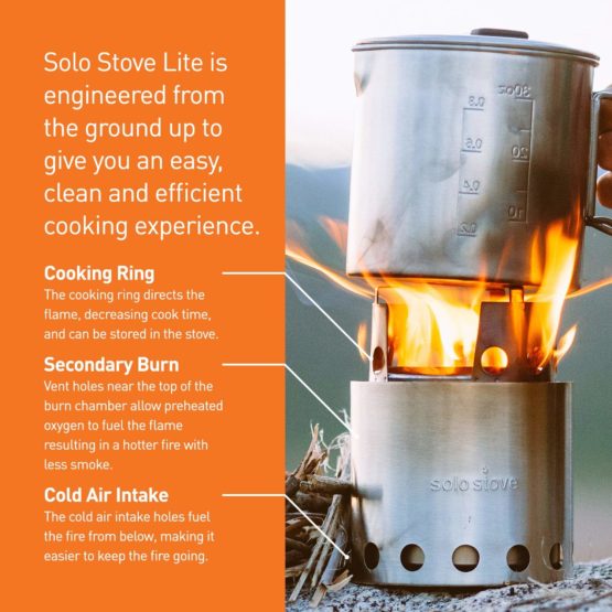 Solo Stove & Solo Pot 900 Combo: Lightweight Woodburning Cooking System for Backpacking, Camping, Kayaking, Cycling, Boy Scouts, Emergency Preparation - Image 4