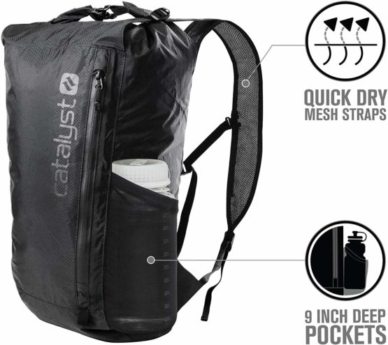 Ultra Lightweight Waterproof Backpack Foldable 10 000mm ULTRA Resistant fabric by Catalyst, Tactical Military Gear for Exotic Places, Fishing, Beach, Hiking, Dry Bag Black Backpack Daypack Packable - Image 3