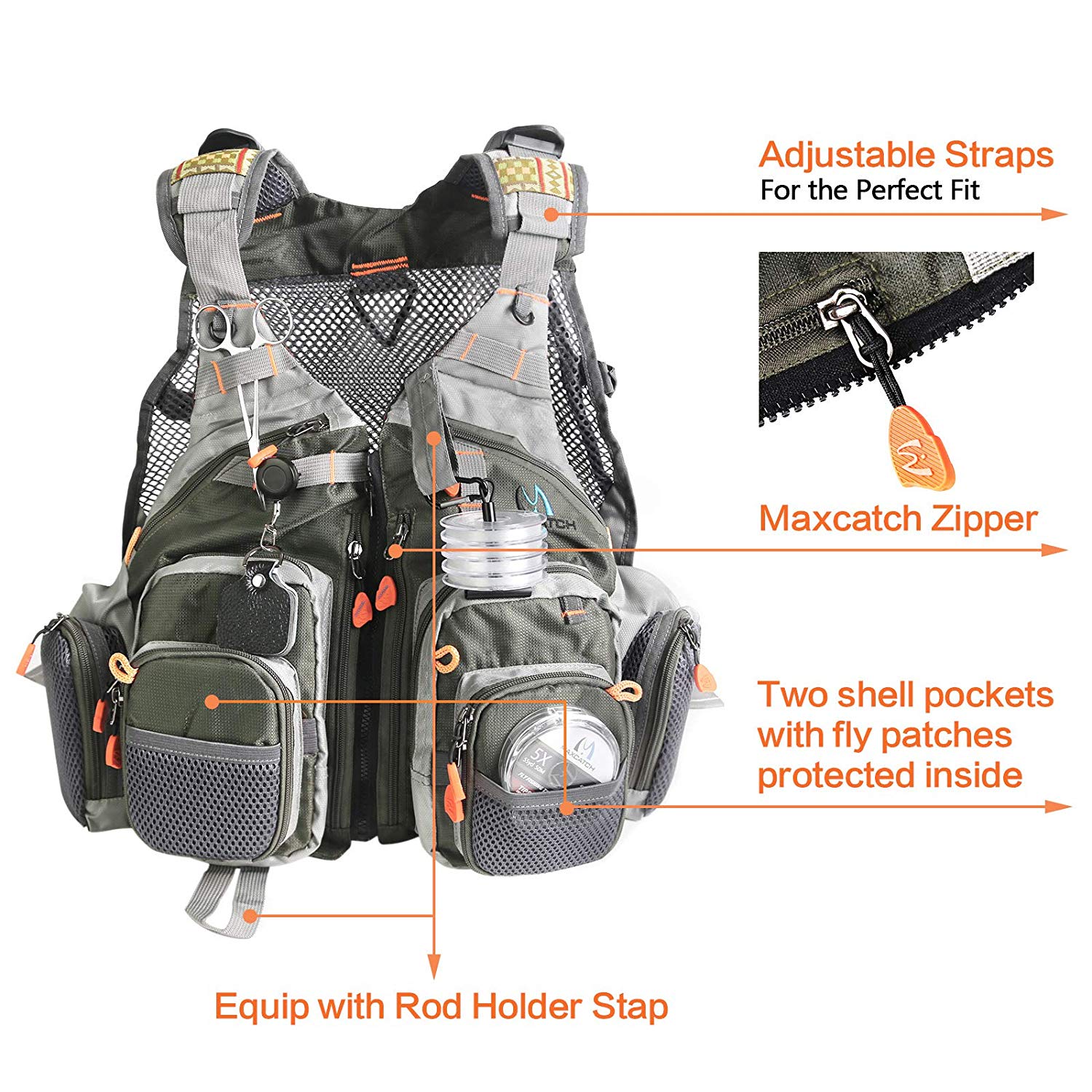 MAXIMUMCATCH Maxcatch Fly Fishing Vest Pack (Fishing Vest/Fishing