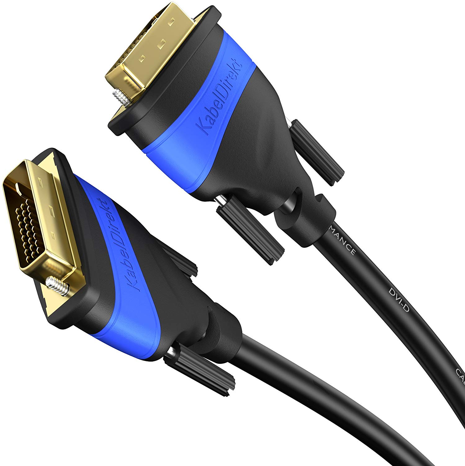 Dual Link DVI cable, with ferrite core for interference-free signal transmission, 0.5m (digital DVI-D/24+1 monitor cable