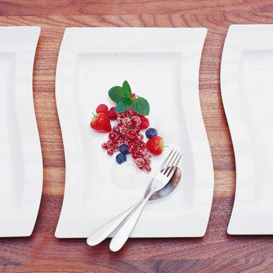 Villeroy & Boch 1025252646 New Wave Rectangular Breakfast, Porcelain Plate for Smaller Dishes, Dishwasher and Microwave Safe White, 26 x 20 cm - Image 2