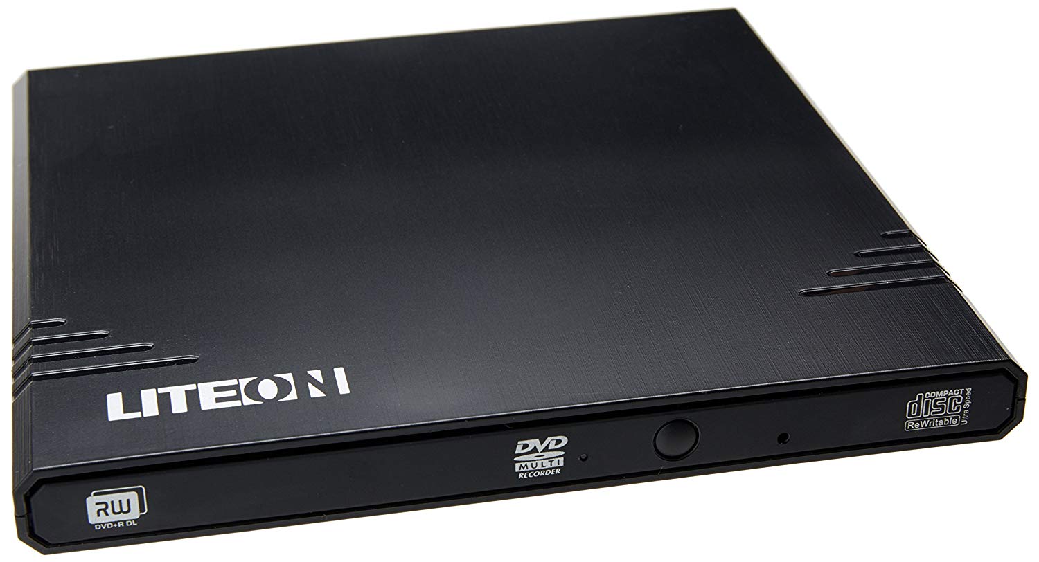 Lite-On EBAU108-01 - LiteOn eBAU108 8X DVDRW (Dual Layer)/RAM USB Slim Drive (External), Multicolour, 8x External Black