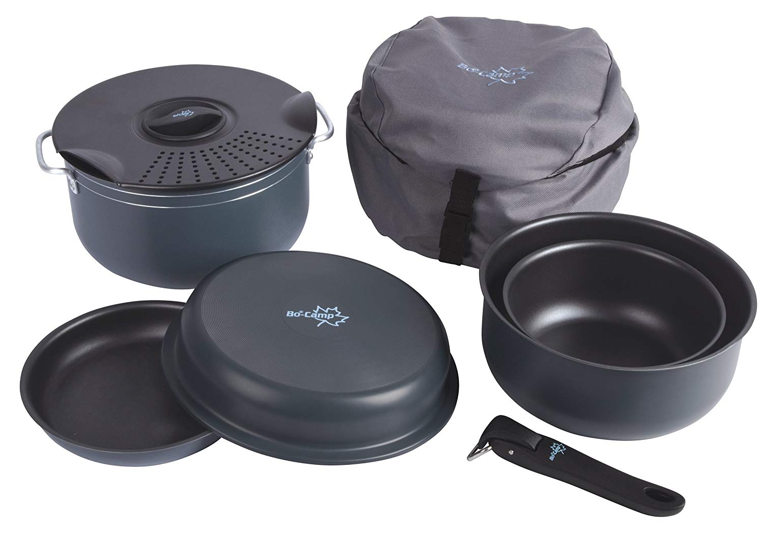 Bo-Camp - Cookware set - Camping - 7 Pieces - Aluminum, black, 1,1/2,5/4,4 L