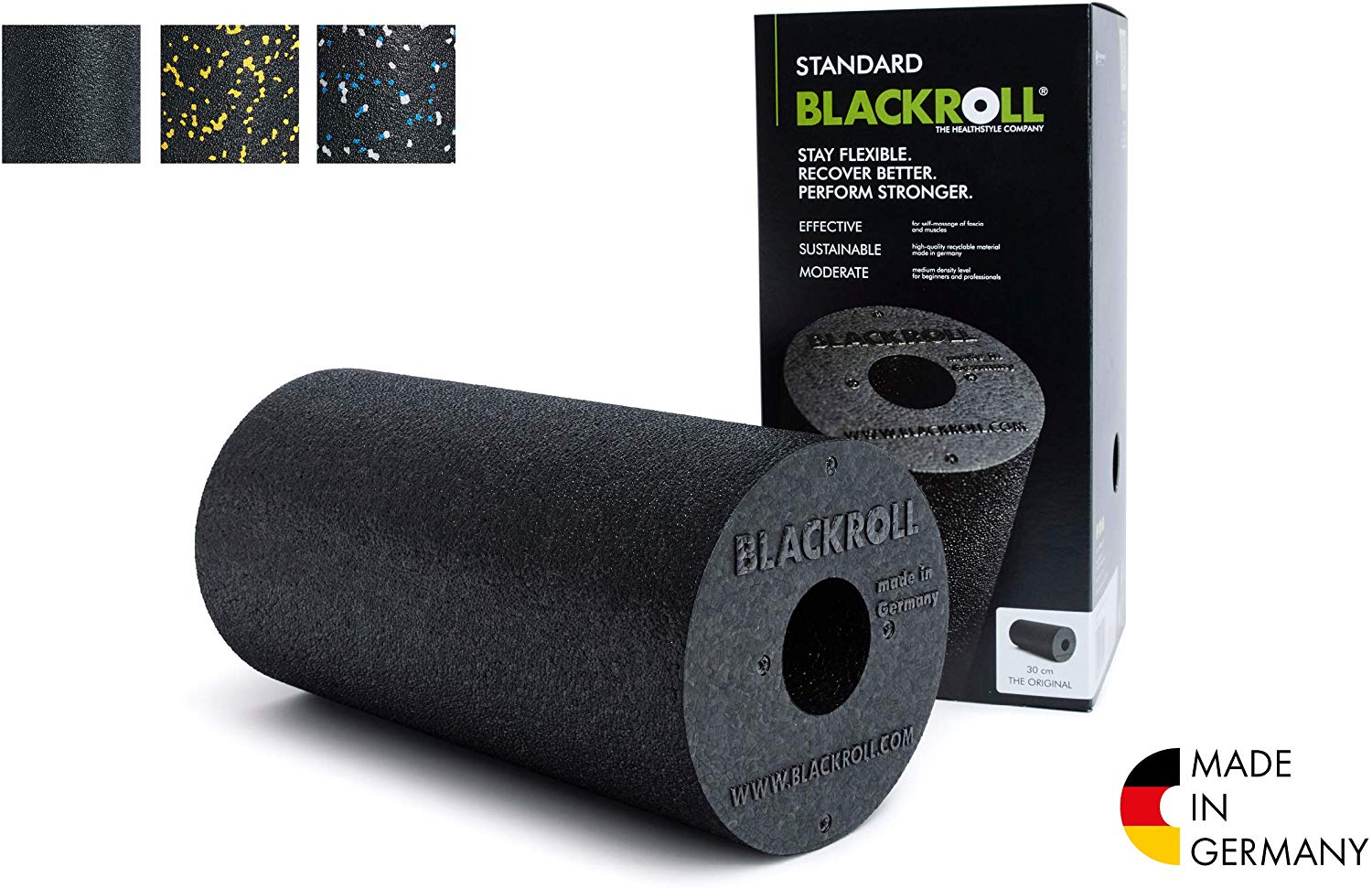 BLACKROLL® STANDARD - The original (density medium) - Self massage foam roller - Muscle roller in different colours, 30cm + booklet