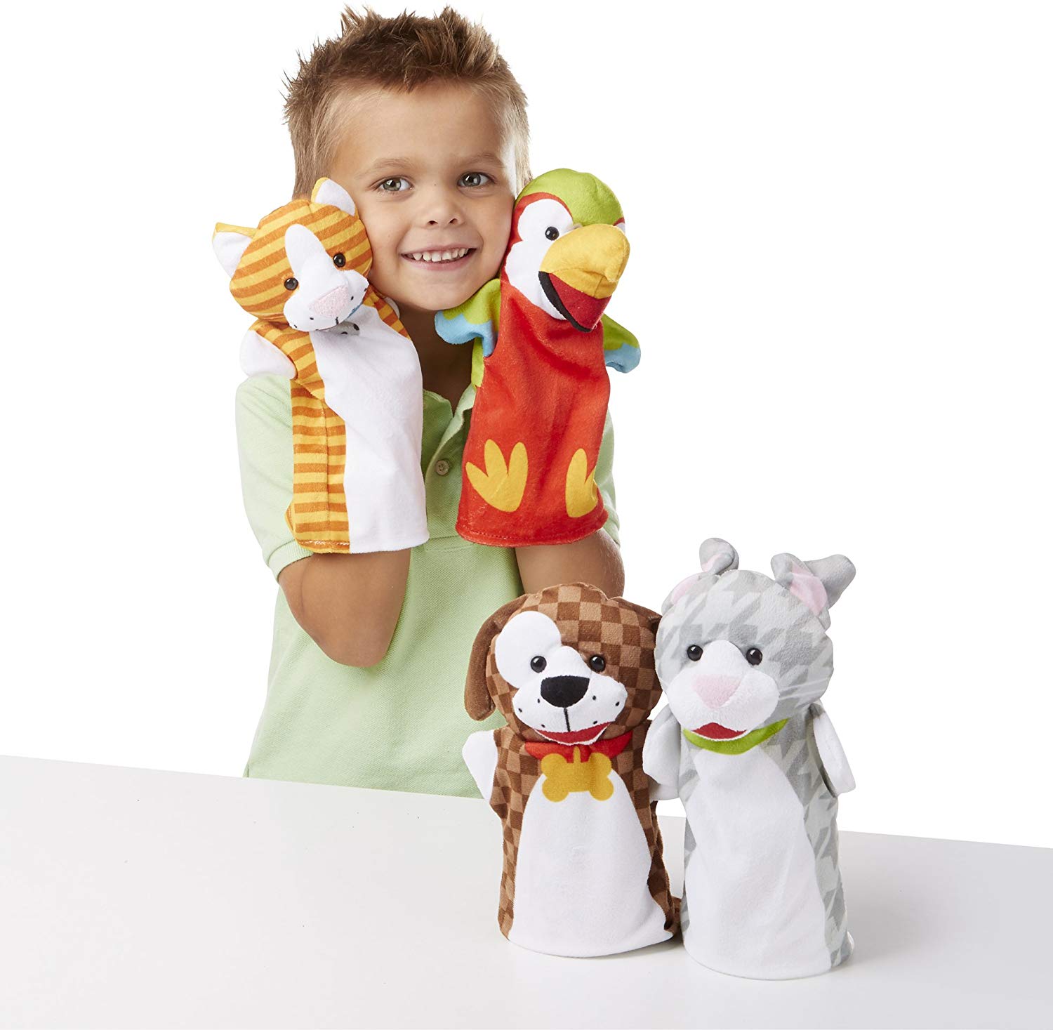 Melissa & Doug Farm Animal Hand Puppets Set for Kids Pretend Play Puppet Theatre Gift Ages 3 and Up, Multi-color - Image 2