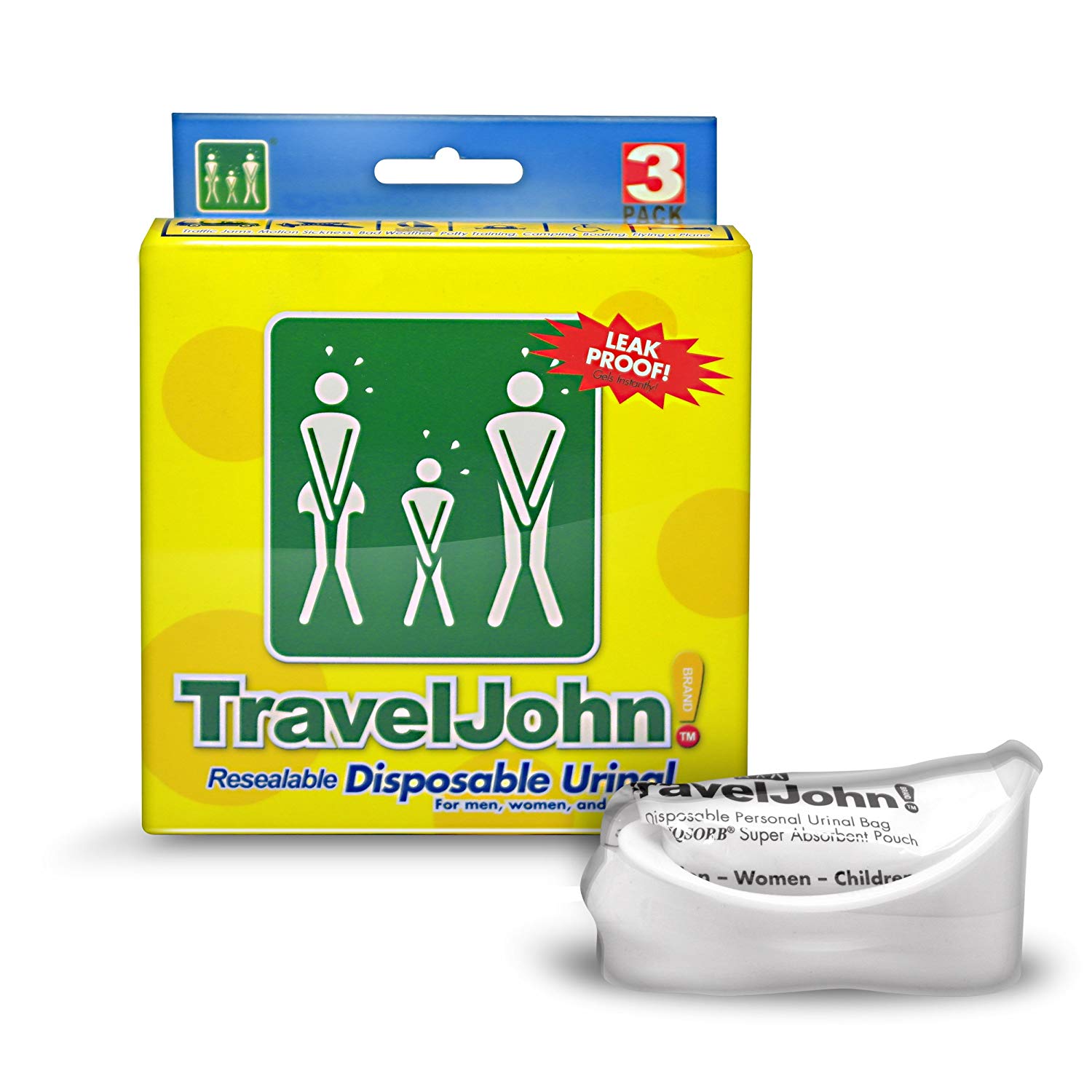 Care Plus TravelJohn Disposable Urinal - 3-Pack, Travel John, 3er-Pack