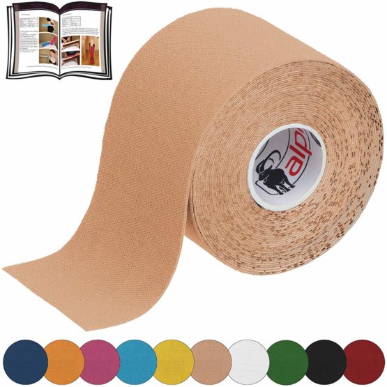 ALPIDEX Kinesiology Tape Muscle Support Tape 5 m x 5 cm E- Book Application Examples Muscle Support Elastic Strapping Tape, Colour:Light Blue, Quantity:1 roll