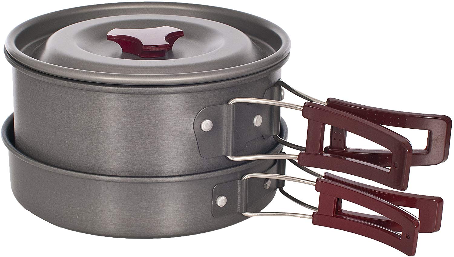Trespass Non Stick Cooking Set Pot & Frying Pan with Lid Stackable Reheat, Multi-coloured, standard size