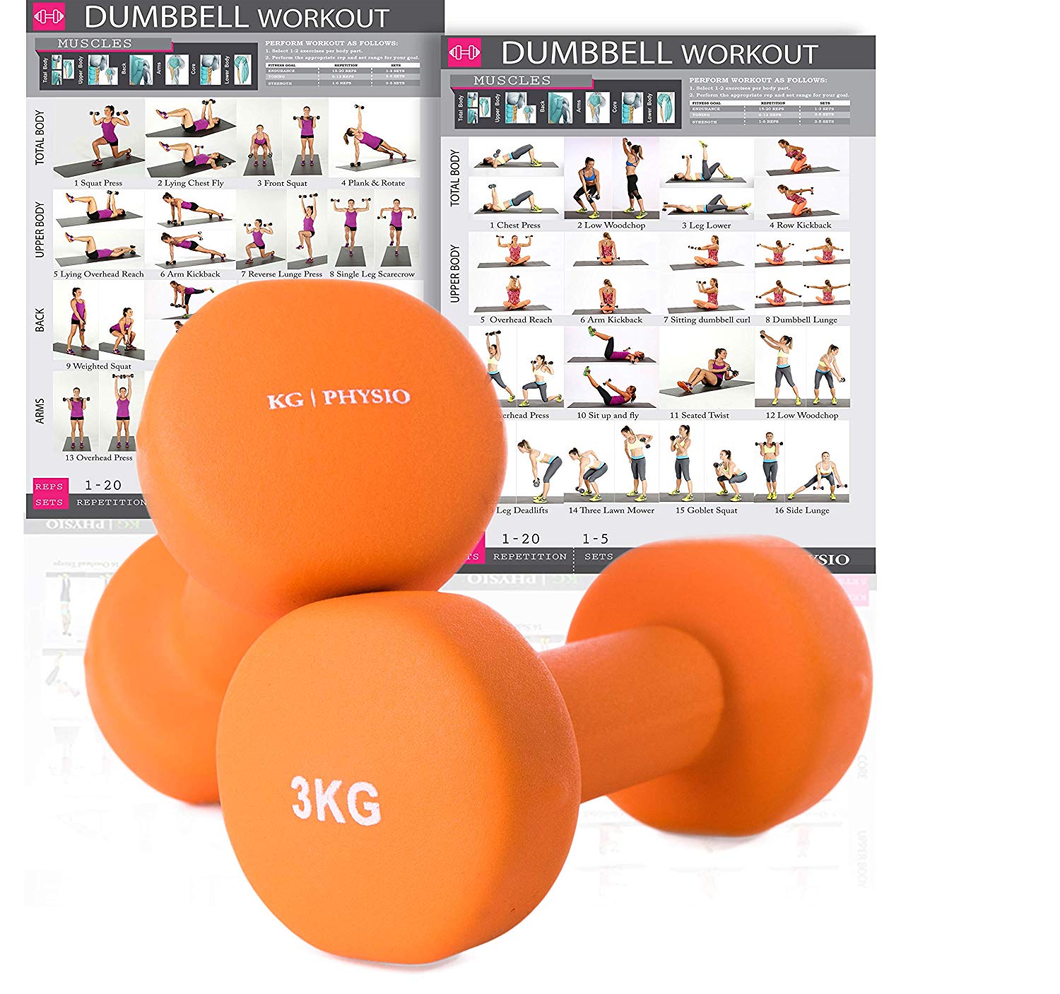 KG Physio Weights Dumbbells Set Women & Men