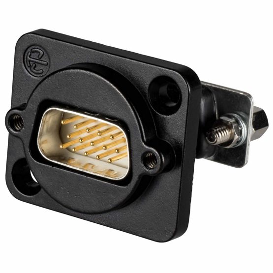 Neutrik 15 pole D-SUB feedthrough, male to female, black D-shape housing