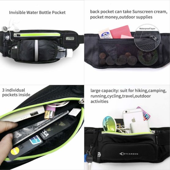 MYCARBON Running Belt with Water Bottle Holder Waterproof Bum Bag Cycling Waist Bag Jogging Belt Dog Walking Bag for Travel Holidays Camping Climbing Hiking Outdoor Fit for iPhone 7 plus Galaxy S7 Edge - Image 4
