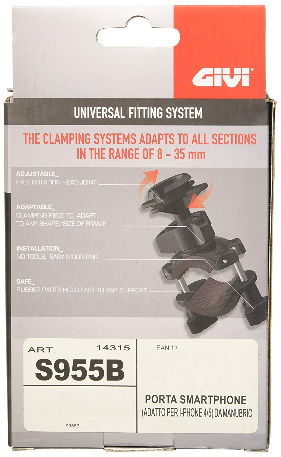 GIVI S955B Universal GPS-Smartphone Holder, black, 5/5S - Image 3