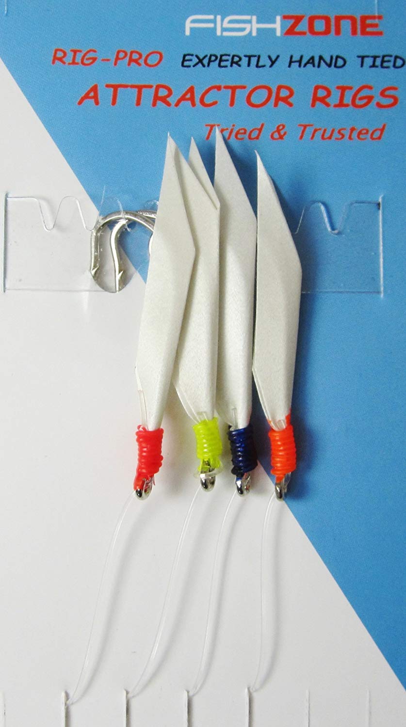 FISHZONE RIG PRO SERIES, Bulk Pack of 10 x Classic Daylight/White Flask Commercial Quality Sea Feather Lure Fishing Rigs - Image 4