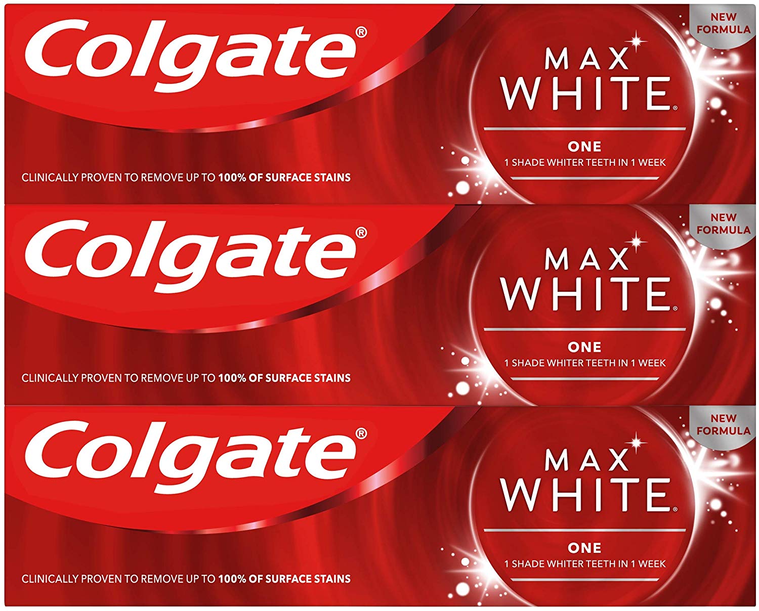Colgate Max White One Toothpaste 3 X 75ml, Teeth Whitening Toothpaste, Clinically Proven Formula