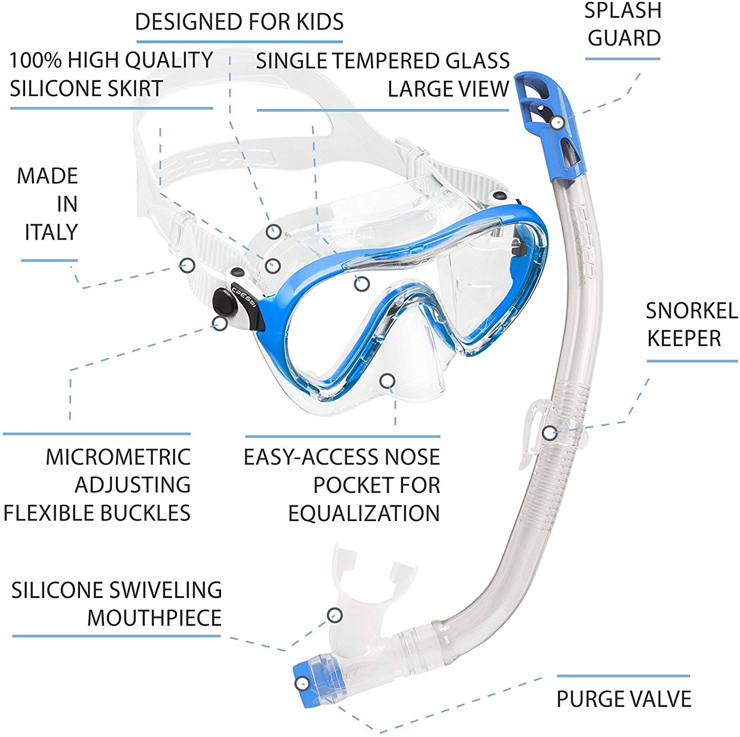 Cressi VIP Snorkeling Set Kids, Made in Italy – BigaMart