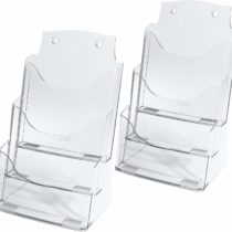 SIGEL LH130 Table-Top Literature Holder, for A4, with 3 compartments, acrylic, clear, 2 pcs.
