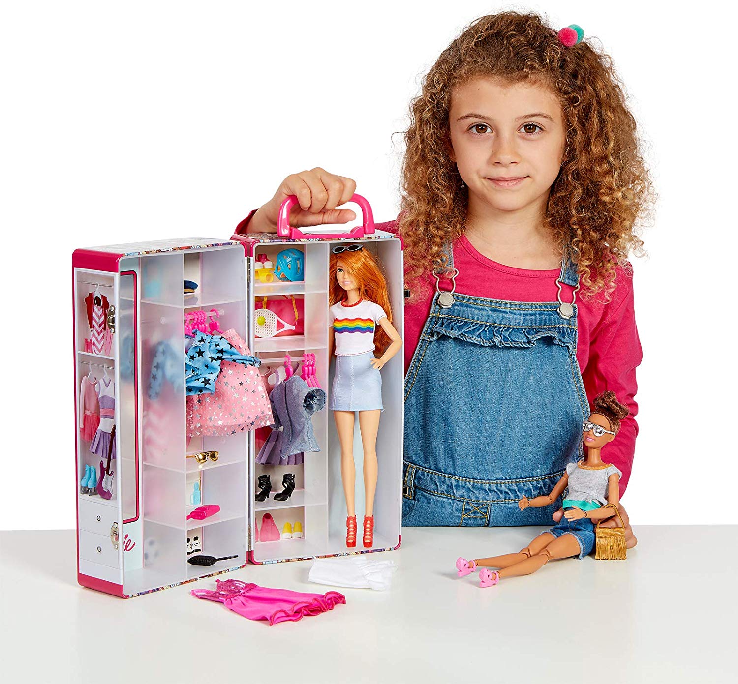 Theo Klein 5801 Barbie wardrobe trunk, clothes rails and shelves, toys for children aged 3 and over, incl. accessories, multicolour - Image 3