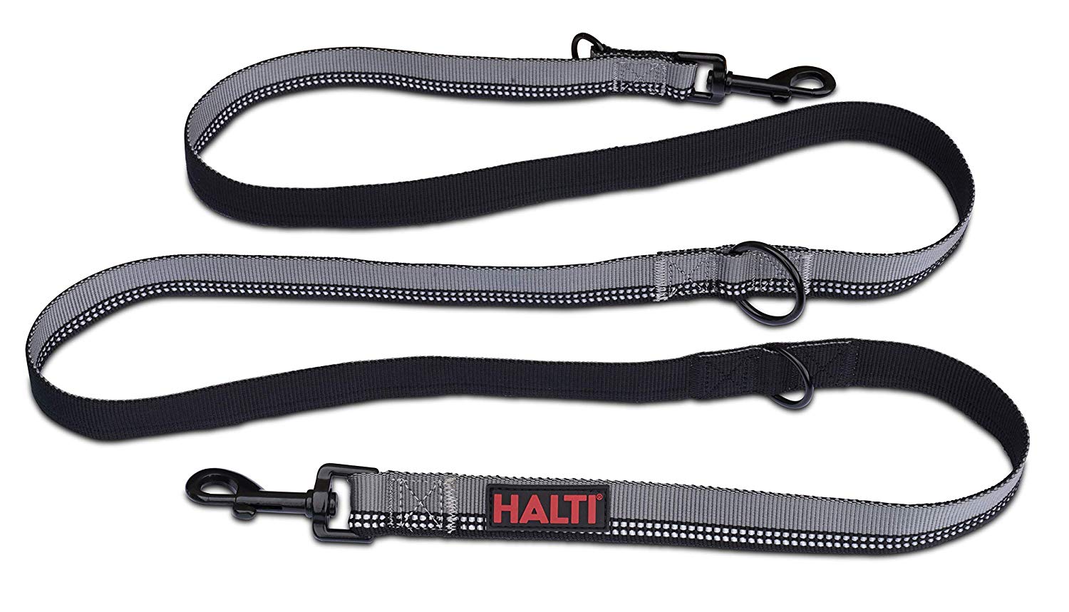 HALTI Double-Ended Lead for Dogs Size Large, Black, 2m, Best Premium Puppy & Dog Leash, Neoprene-Padded, Easy to Use