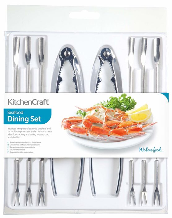 KitchenCraft Seafood Tools Set with Crab Claw Crackers and Lobster Forks, Stainless Steel, 8 Pieces - Image 3